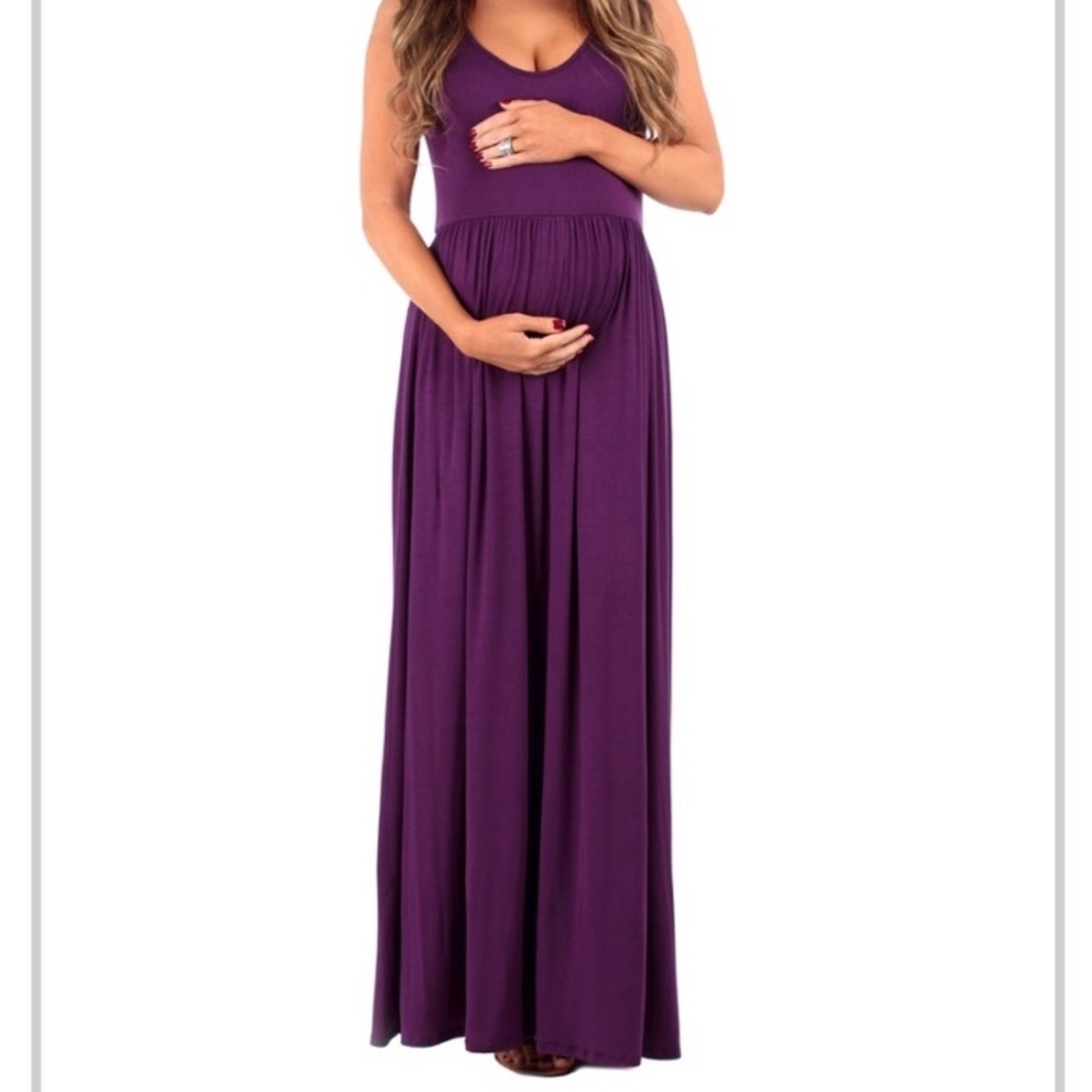 Mother Bee Maternity Purple Maxi Dress Size XL